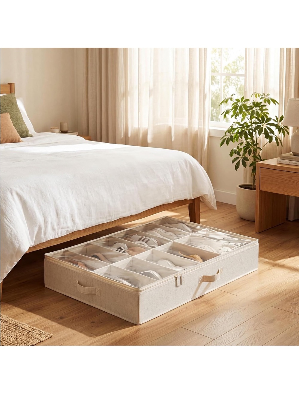 NWT Linen Beige Underbed 24-Pair Shoe Organizer